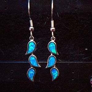 Blue opal dangle earrings